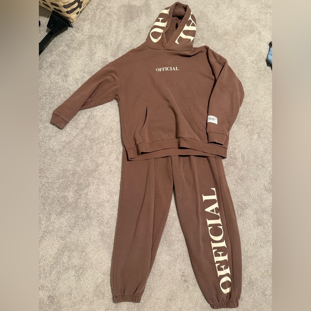 Official boohoo Brown hoodie&Sweatpants set